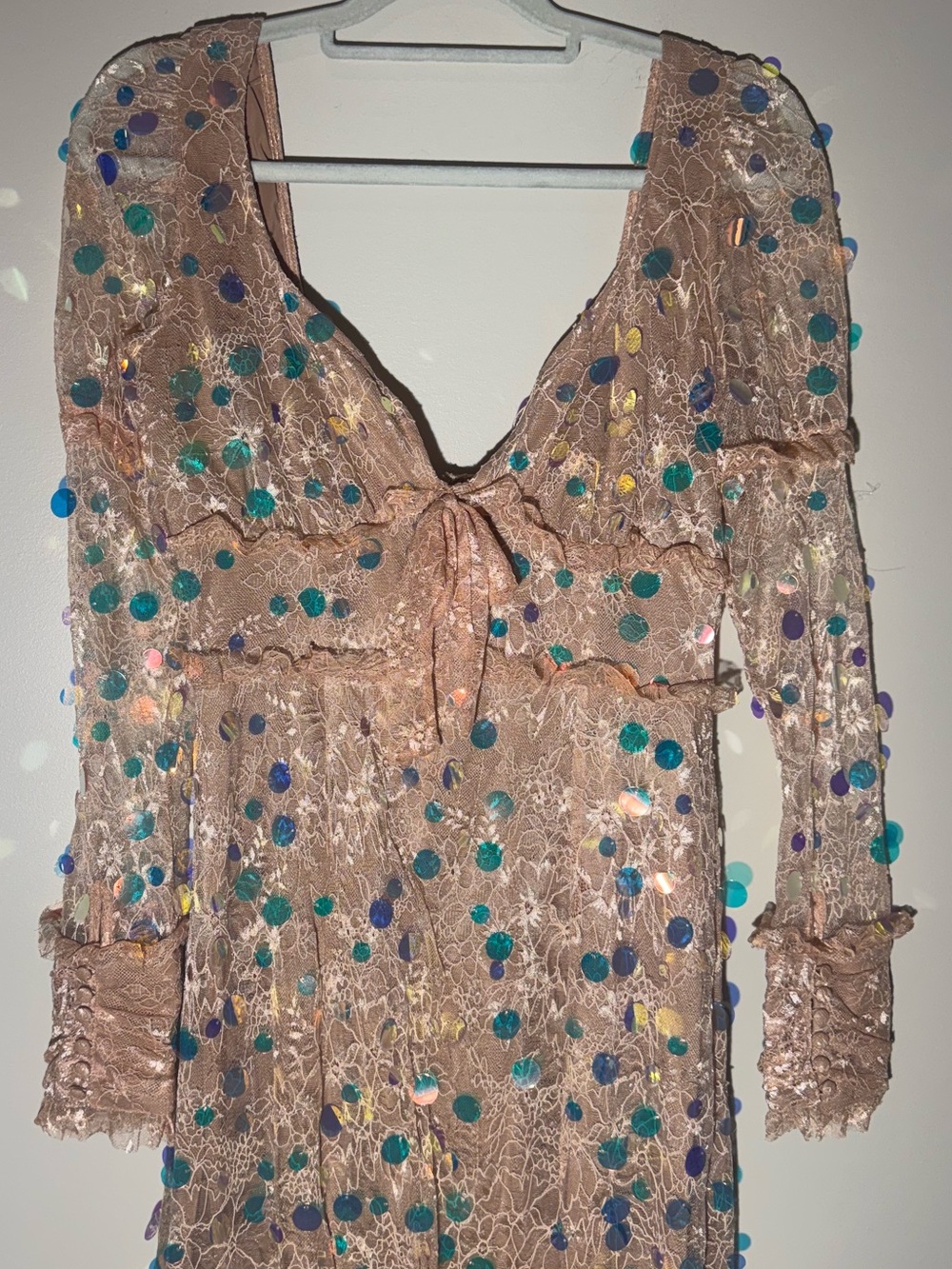 NWT For Love & Lemons Ace Sequin Lace Maxi Dress | Large - Picture 9 of 13
